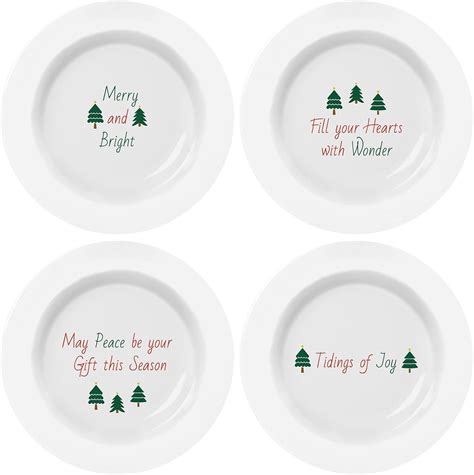 Amazon.com | Viynran Christmas Melamine Dinner Plates Set of 4, 9-Inch ...