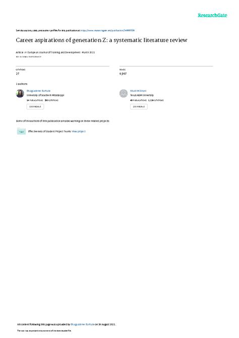 Careeraspirationsofgeneration Z asystematicliteraturereview - See ...