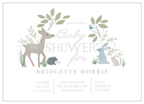 Shower Woodland Invitations Creatures Baby Woodland Themed Baby Shower