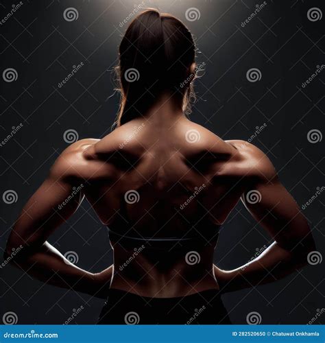 Behind the Scenes of a Female Bodybuilder Showing Off Her Back Muscles.Generative AI Stock ...
