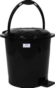 Heart Home Plastic Pedal Dustbin With Handle, Black Plastic Dustbin ...