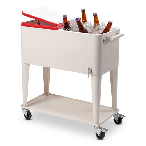 80 Quart Rolling Cooler Cart with Wheels & Drain Plug - 48-Hour Ice ...