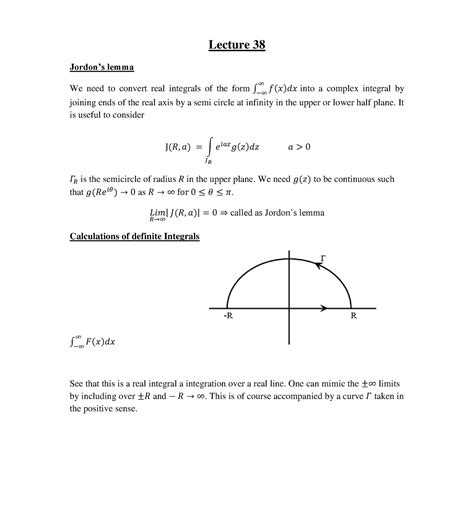 Lec38 - Lecture notes 38 - Lecture 38 Jordon’s lemma We need to convert ...