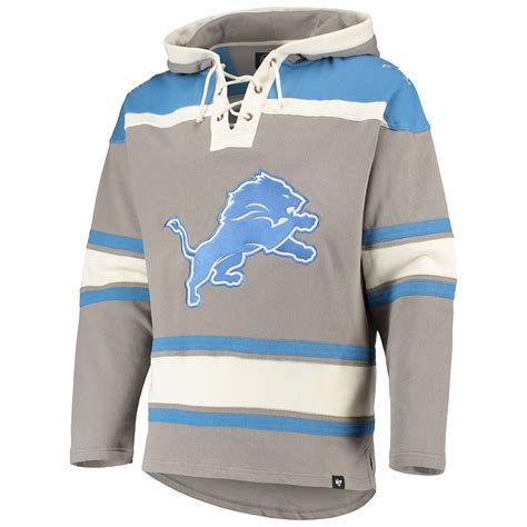 Detroit Lions Men's 47 Brand Wolf Gray Pullover Jersey Hoodie - Detroit ...