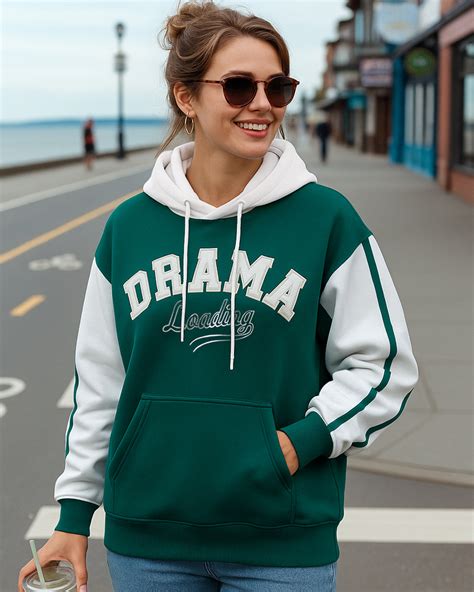 Buy Women's Green & White Typography Oversized Hoodies Online at Bewakoof