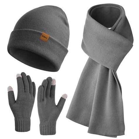 REDESS Winter Beanie Hat and Gloves Scarf Sets for Men and Women，Gray - Walmart.com
