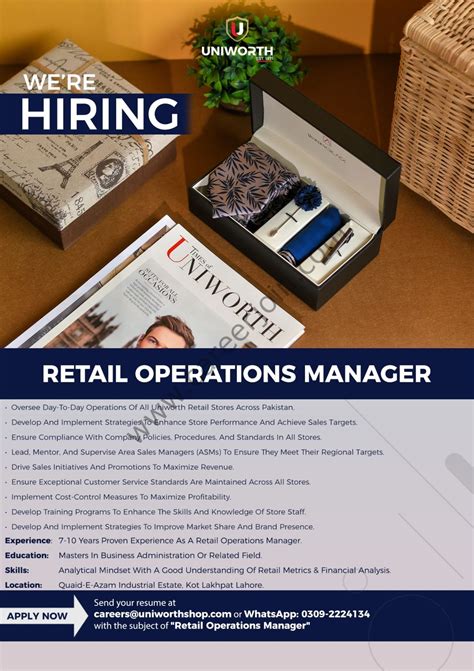 Uniworth Jobs Retail Operations Manager