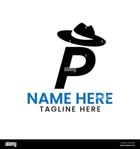 Letter P Gentlemen Hat Logo Design Concept With Cowboy Hat Icon ...