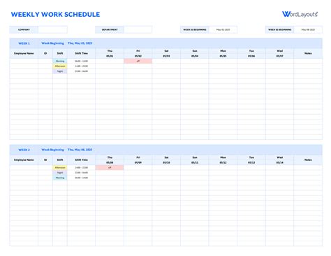 Image result for Create a Weekly Work Schedule