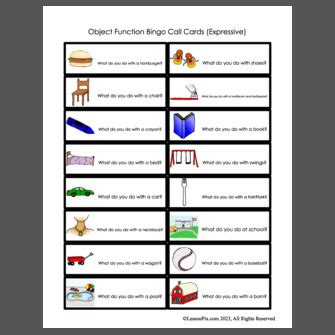 Image result for Object Function Bingo