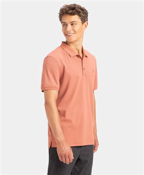 Buy Microfiber Fabric Solid Half Sleeve Polo T-Shirt with StayDry ...