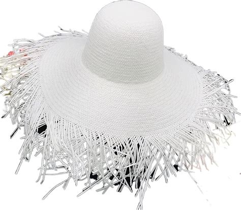 Amazon.com: Natural Large Wide Brim Raffia Straw Hats Woven Circle ...