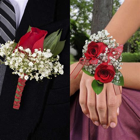 Boutonnieres & Wrist Corsages, 16-pack Prom Flowers Corsage, Red ...
