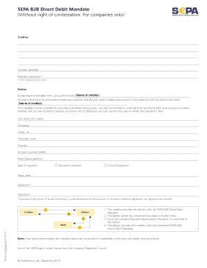 SEPA B2B Direct Debit Mandate Without Right Of Contestation For ...