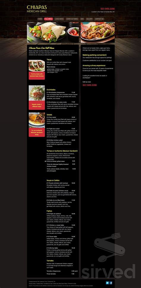Chiapas Mexican Grill menu in Centerville, Ohio, USA