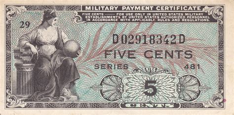 5 Cents (Military Payment Certificate) - United States military bases ...