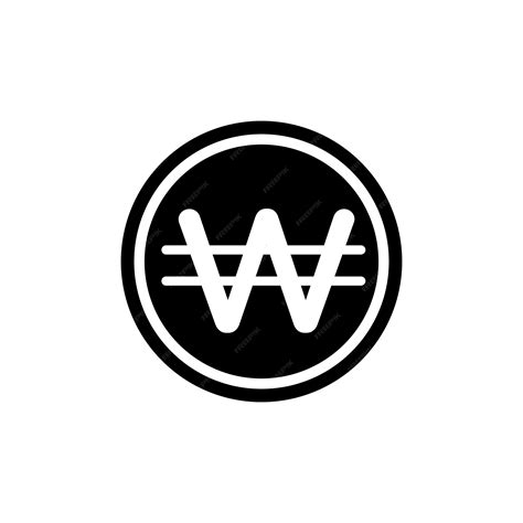 Premium Vector | Korean Won Icon Set Korea Money coin vector symbol in a black filled and ...