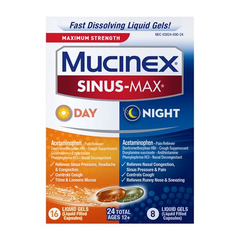 Maximum Strength Mucinex Sinus-Max Day & Night Liquid Gels | Mucinex USA
