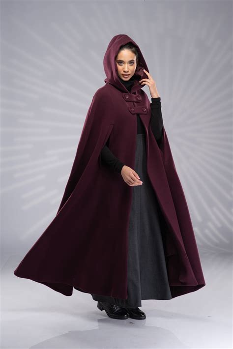 Wool Coat Cloak With Hood Wool Cape Coat Maxi Hooded Cloak - Etsy