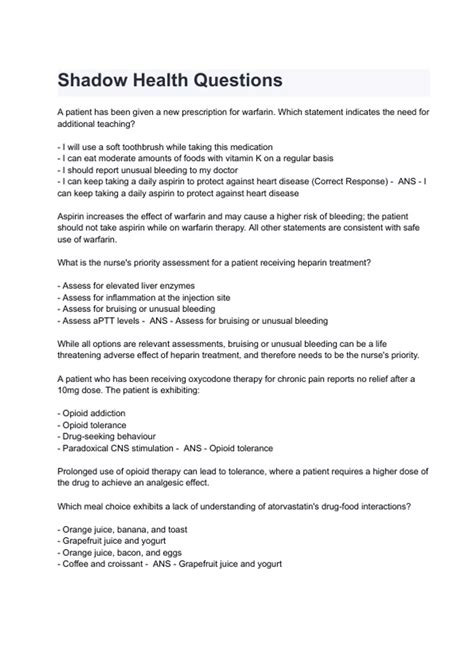 Shadow Health Questions with complete solutions 2024( A+ GRADED 100% ...