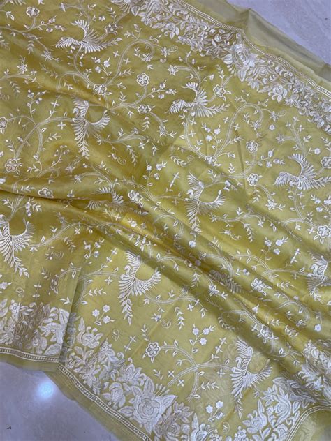 Pure Organza Chikankari Handloom Banarasi Saree — The Handlooms
