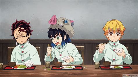 Demon slayer: tanjiro kamado zenitsu agatsuma and inosuke hashibira 4K wallpaper download