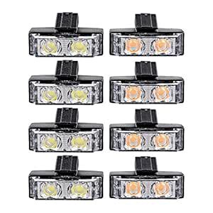 Anzios Set 4X White + 4X Amber 2-LED Grille Strobe Light with Clips 10 ...