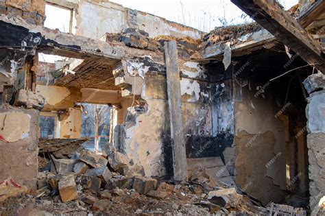 Old house collapsed ceiling wooden floors second floor without walls ...