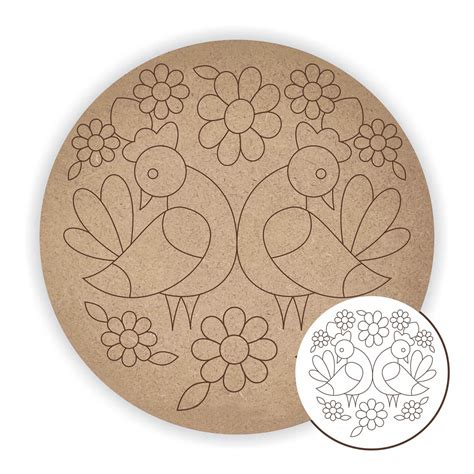 Buy Pre Marked MDF Base - Cute Birds - 8 Inches Online On Zwende