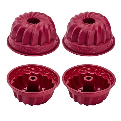 Amazon.com: Nalchois 4 Inch Silicone Mini Bundt Cake Pan Set of 4 ...