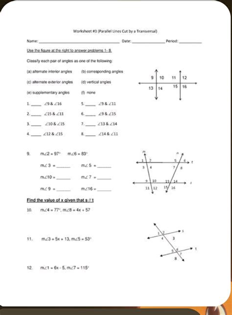 Parallel Lines Cut by a Transversal 7th Grade 的图像结果
