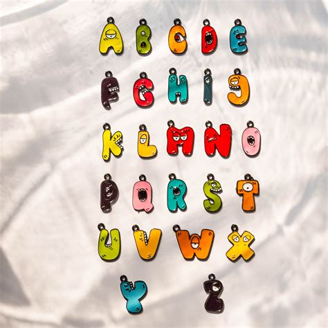 Doodle Alphabet Enamel Charms | Black Plated | 6pcs – Satra Fashion ...