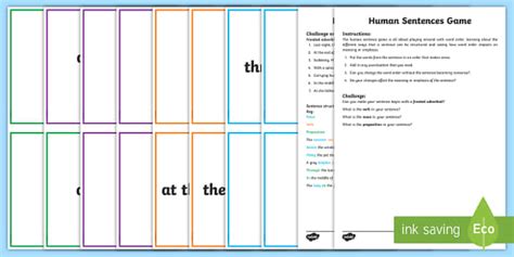 Human Sentences Sentence Building and Ordering Game