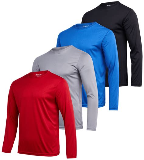 iXtreme Men's 4 Pack Long Sleeve Dry-Fit Performance Athletic T-Shirts ...
