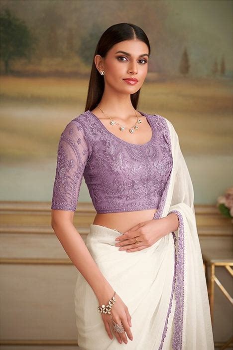White Cocktail Party Wear Readymade Saree – StylebyPanaaash