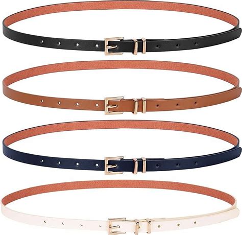 Women Skinny Leather Belt,Thin Waist Belt for Dresses Pants Jeans ...