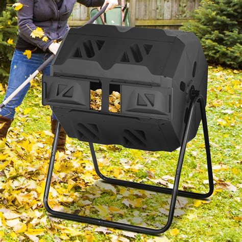 Amazon.com: Outdoor Dual Chamber Tumbling Composter - 43 Gallon Compost ...