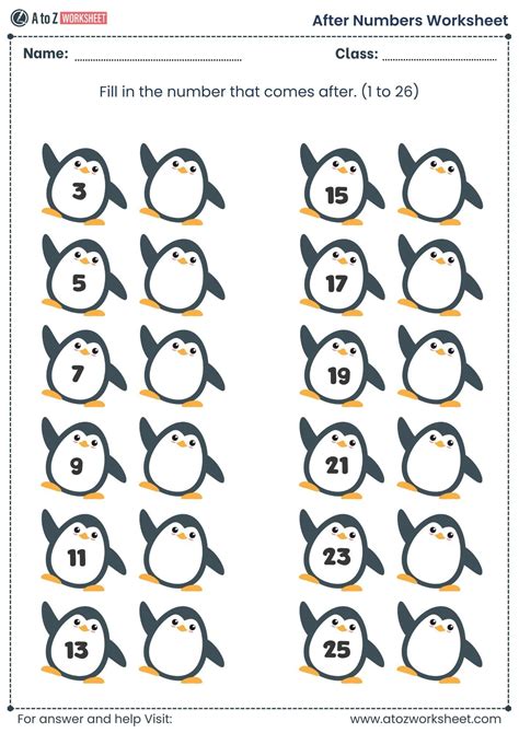 After Number Worksheet 1 To 100 - A to Z Worksheet