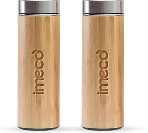IMECO Eco Pour Bamboo Stainless Steel Water Bottle for Travel Everyday ...