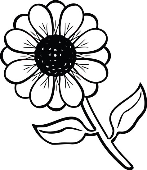 Cute Flower Clipart Black And White at vanpeterblog Blog
