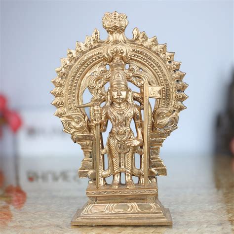 brass idol, hindu god statue, pooja murti, home temple decor, spiritual ...