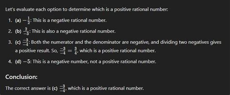 Which of the following is a positive rational number. (a)-1\2 (b)2\-3 ...