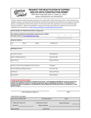 Fillable Online Request for reactivation - City of Aspen and Pitkin ...
