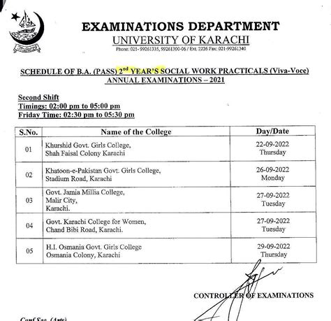 UoK BA Social Work Part 2 Practical Exams 2022 Schedule Result.pk