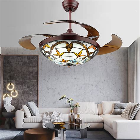 Buy Fandian 42” Tiffany Style Ceiling Fan with Light Classic LED ...