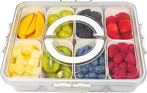 Amazon.com | Divided Serving Tray with Lid and Handle,Portable Snackle ...