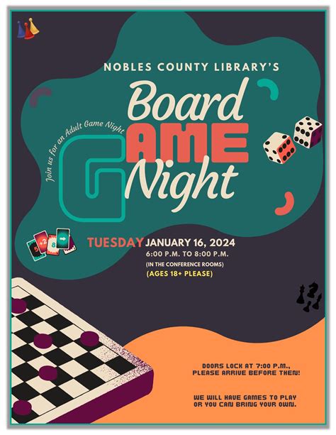 The Nobles County Library Presents: Board Game Night - Plum Creek ...