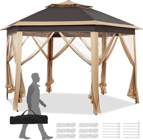 Buy Yaheetech 13’ X 13’ Hexagonal Pop up Gazebo with Netting Patio Pop ...