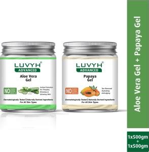 LUVYH Aloe Vera Gel -Pack Of 1X500Gm And Papaya Gel-Pack Of 1X500Gm ...