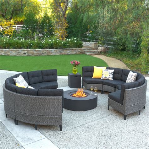 10pc Outdoor Fire Pit Sectional Sofa Set - NH488992 – NobleHouseFurniture